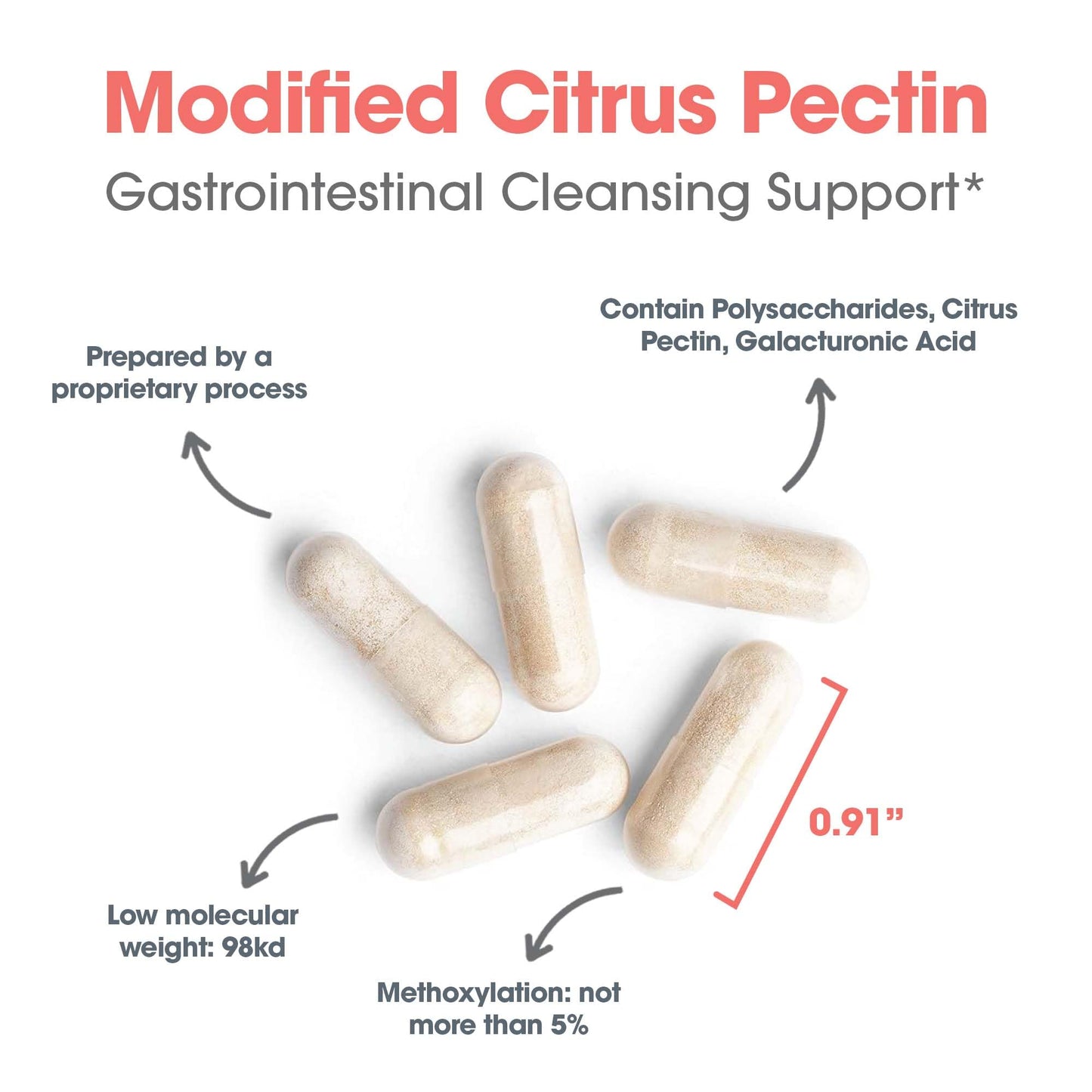 Allergy Research Group Modified Citrus Pectis Dietary Supplement - Cleansing, Low Molecular Weight, Hypoallergenic, Vegetarian Capsules, Gluten Free - 120 Count