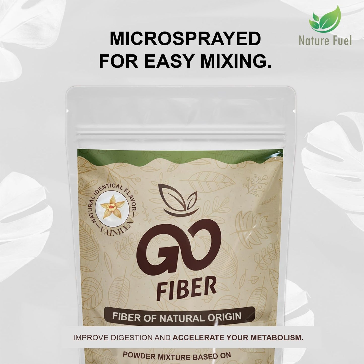 Go Fiber 100% Organic Fiber, Natural Fiber Supplement, Vanilla, 10.6 oz