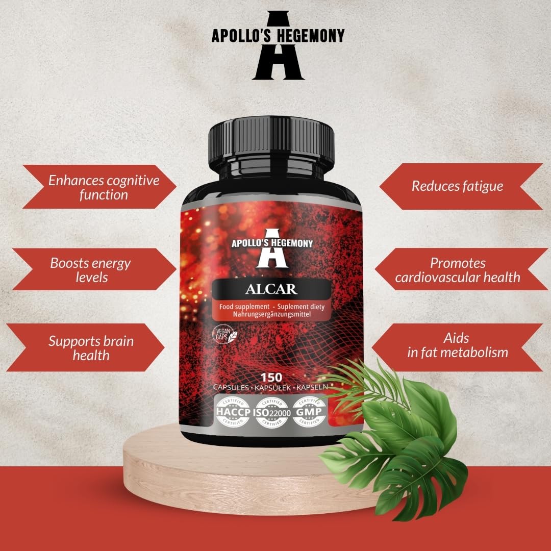 APOLLO'S HEGEMONY Acetyl L-Carnitine HCL 550 mg, ALCAR 150 Vegan Capsules, 5 Months Supply, High Strength Amino Acid Supplement, Supports Cognitive Functions & Energy Levels