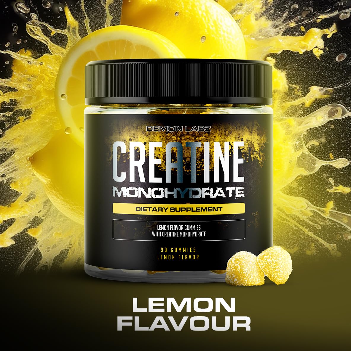 Demon Labz Creatine Monohydrate - Gummies with Lemon Flavor (90 Count (Pack of 1))