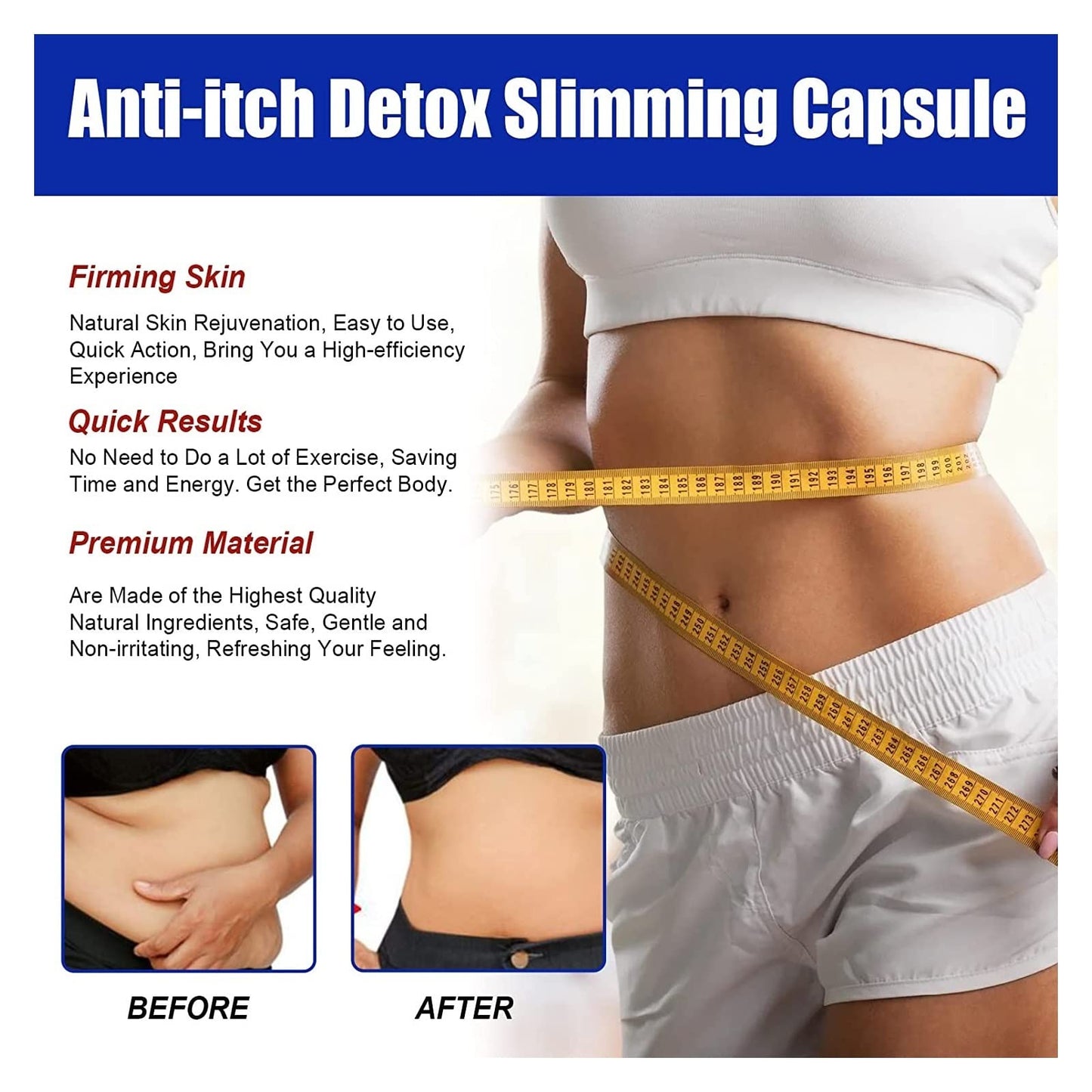 GEDYCO Soothe&Slim Anti-Itch Detox Slimming Capsule, Anti Itch Detox Slimming Capsule, Soothe&Slim Instant Anti-Itch Detox Slimming Capsule, Promote Women's Health (Color : 5 Pack)