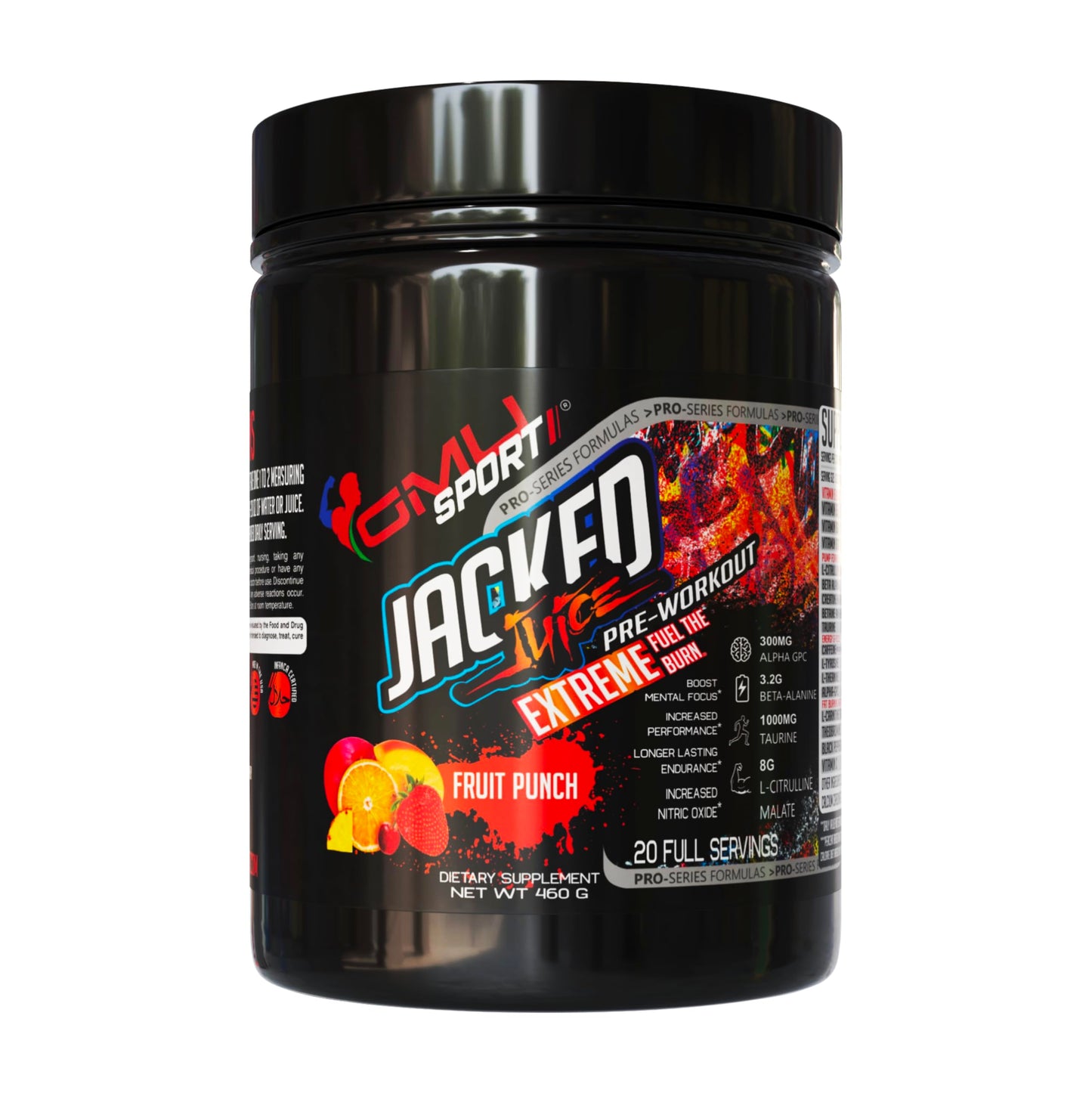 GMU SPORT Jacked Juice Pre-Workout Powder - High Energy, Explosive Pump & Focus Pre Workout Powder for Men & Women 8g Citrulline Malate, Creatine, Beta Alanine, B-Vitamin Boost - 40 Servings