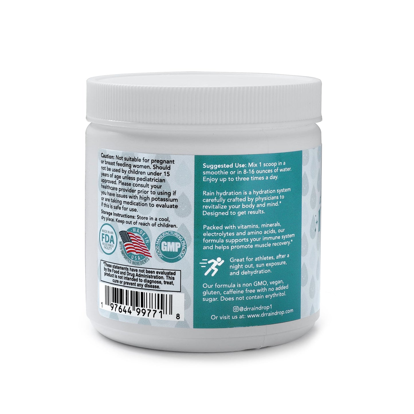 Dr Raindrop Blueberry Electrolyte Powder | No Added Sugar | Hydration Support Drink Mix Powder Boosting Supplement | Made in USA | 20 Servings -10 Calories per Serving