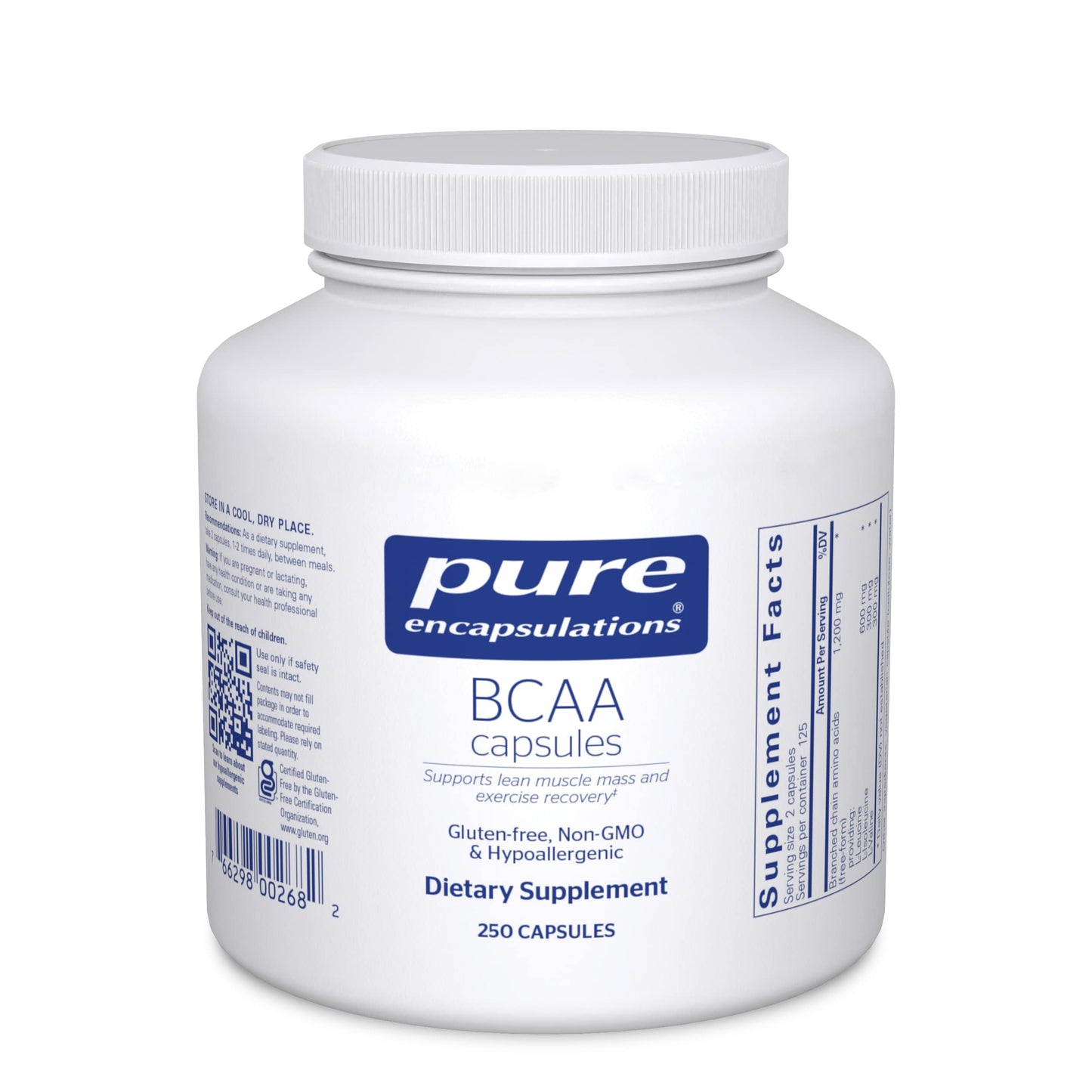 Pure Encapsulations BCAA Capsules | Hypoallergenic Supplement to Support Muscle Function During Exercise* | 250 Capsules