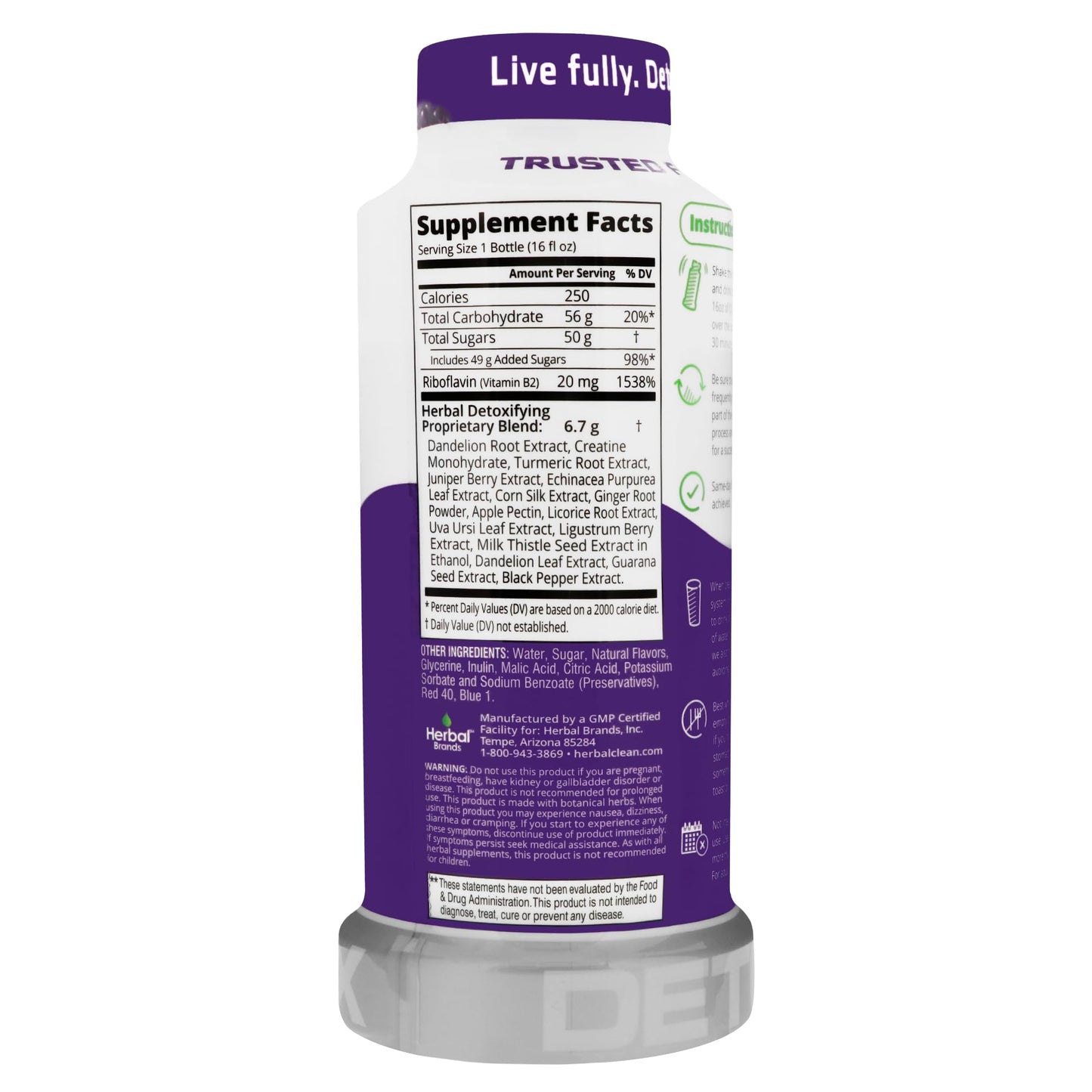 Herbal Clean - QCarbo16 Same-Day Detox Drink, Grape Flavor, (16 fl oz)