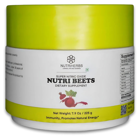 Super Nitric Oxide Nutri Beets - 225g | Organic Beet Root Powder, Pomegranate & Red Spinach for Heart Health, Energy & Blood Pressure Support | Cardiovascular Booster | 30 Servings