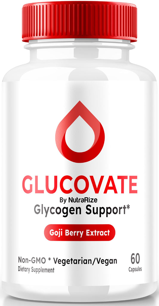NutraRize Glucovate Glycogen Support Capsules, Official All-Natural Blood Formula to Support Health and Wellness, Glucovate Pills, Gluco Vate Reviews (60 Capsules)