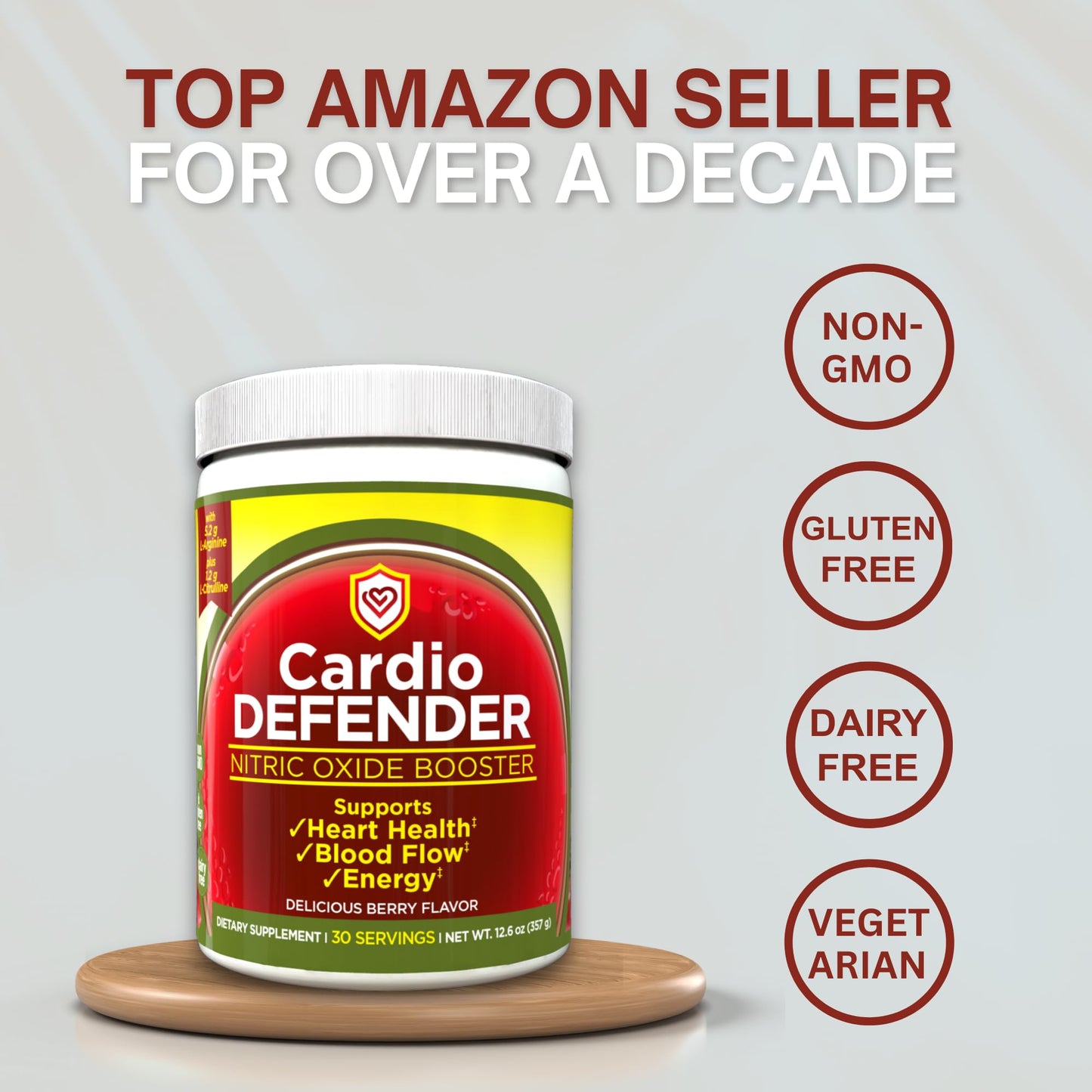 Cardio Defender 3 Pack - Cardio Heart Health, Nitric Oxide Booster - L-Arginine Supplement with 5,200mg L-Arginine & 1,200mg L-Citrulline - Heart Health & Cardiovascular Support