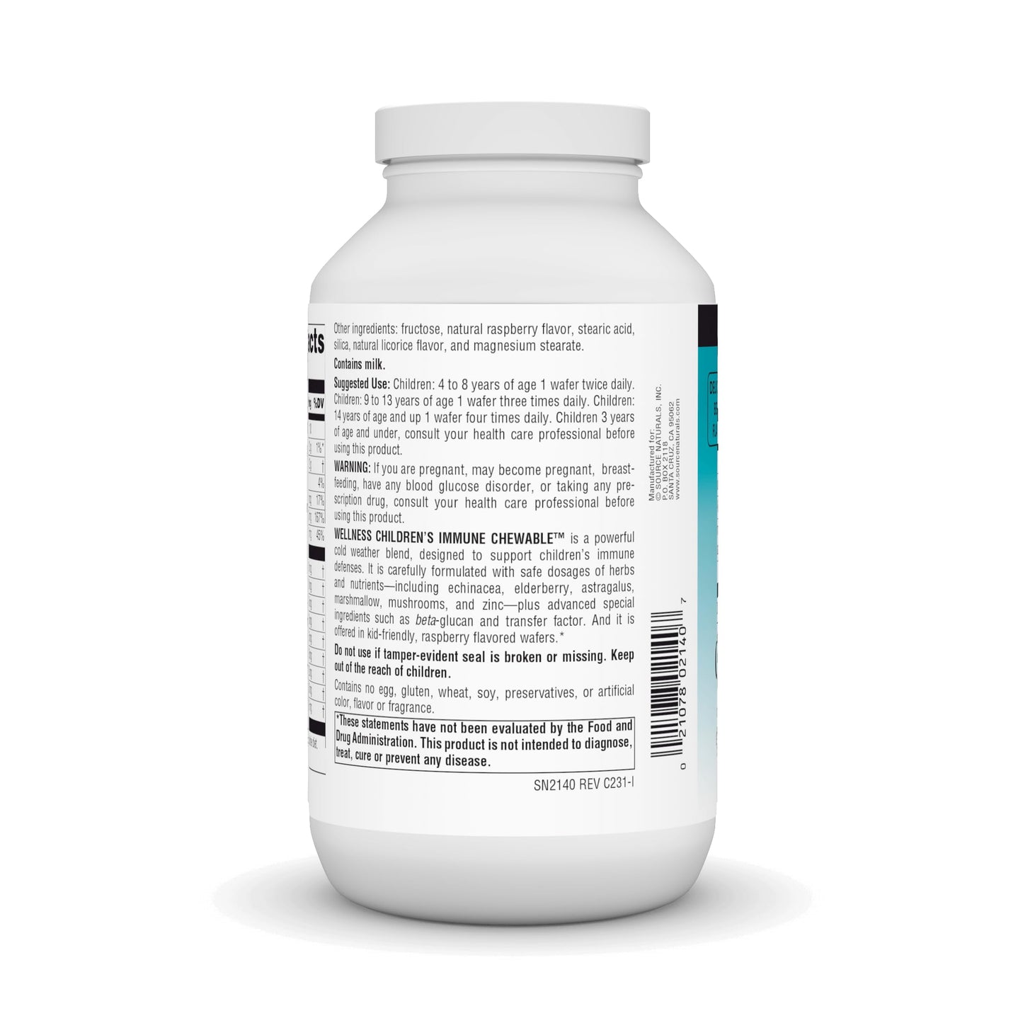Source Naturals Wellness Children's Immune Chewable, Great-Tasting Defense Complex, Berry Flavored* - 120 Wafers