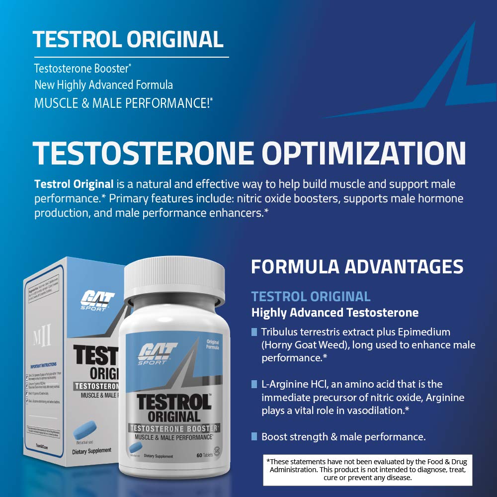 GAT Sport Testrol Original Test Booster | Male Performance, Vitality, Tribulus, Zinc, Magnesium | 60 Capsules