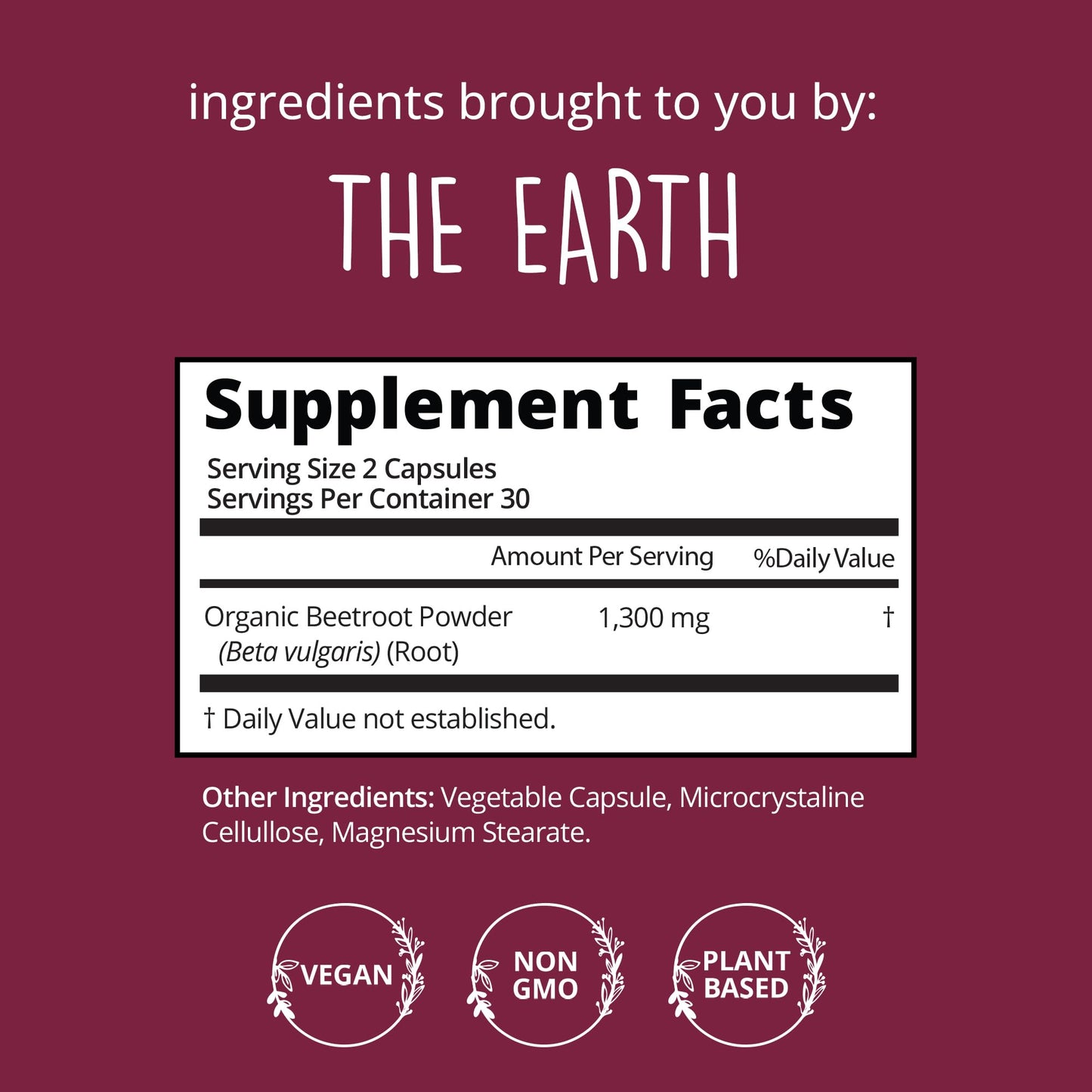 Organic Beet Root Capsules [1,300mg Superfood] - Blood Pressure Support, Nitric Oxide Supplements for Men & Women, Flow & Circulation | Beetroot Powder, Antioxidant, Brain Food | Vegan, 60 Ct