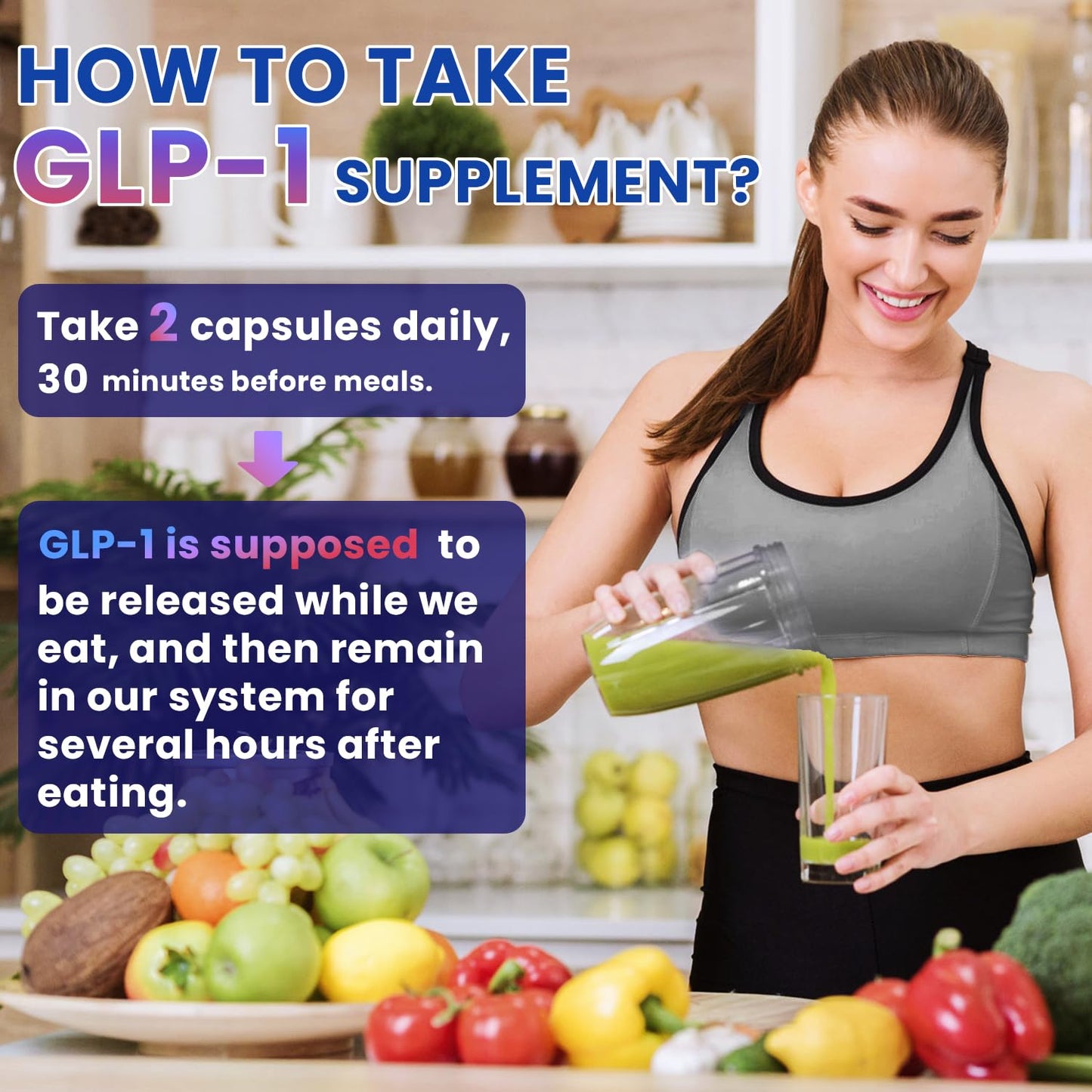 GLP-1 Supplement Support, GLP Activate Natural Formula, GLP-1 Supplement for Metabolic, Energy, GLP-1 Support, Take Before Meal (60 Capsules)