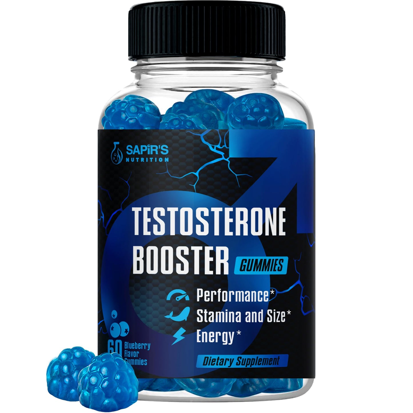 Testosterone Booster Gummies, Male Enhancing Supplement, Add 2 in” Enlargement Gummies for Men , Male Enhancement Chews Energy, Strength, Stamina, Endurance, Performance, Natural Blue Berry Chews