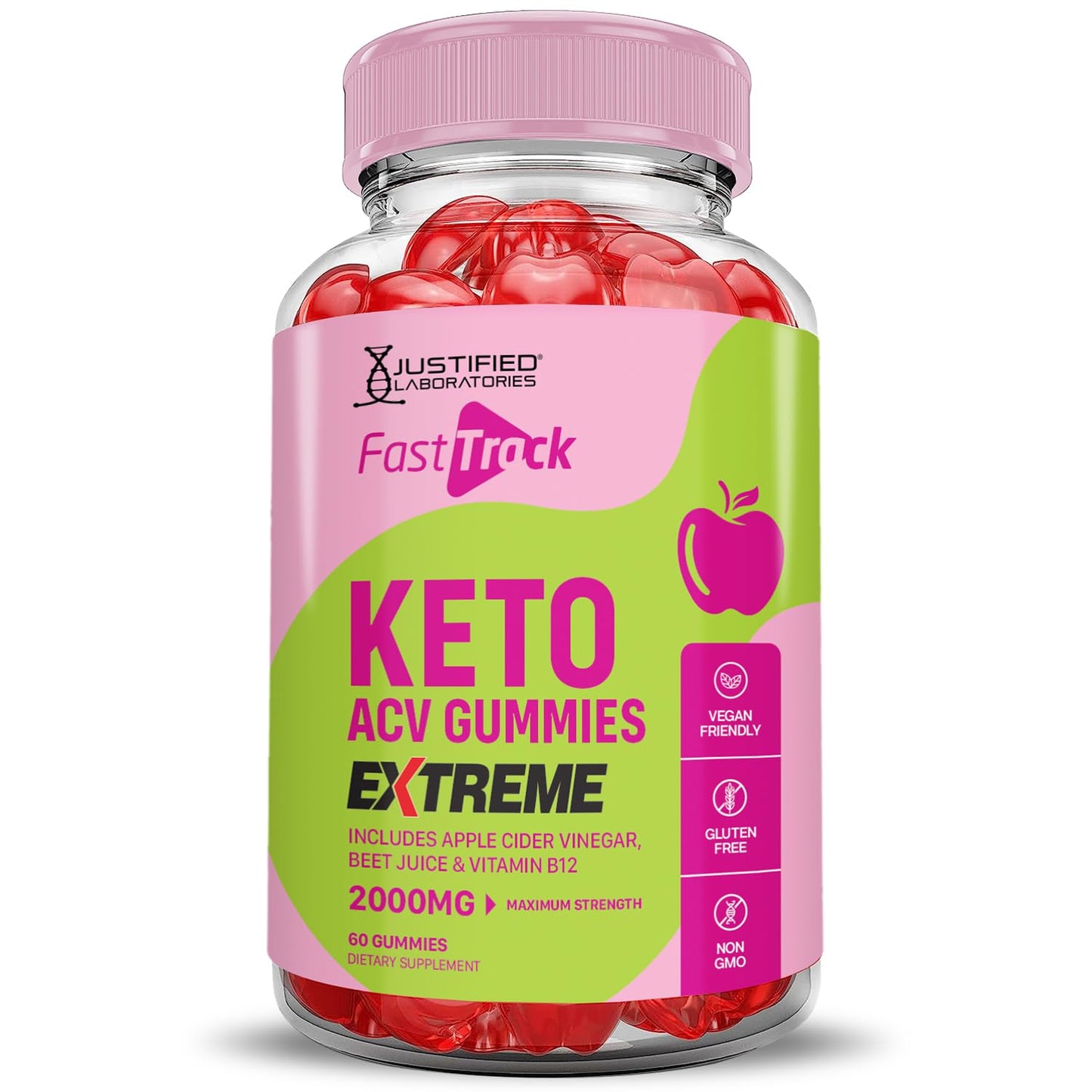 Fast Track Keto ACV Gummies Extreme 2000MG Fasttrack Keto Gummies Apple Cider Vinegar Formulated with Pomegranate Beet Juice Powder B12 Vegan Non GMO 60 Gummys