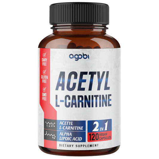 agobi Acetyl L-Carnitine & Alpha Lipoic Acid Complex 1500mg - Supplement for Brain Health, Memory, Focus & Mood Support - 120 Vegan Capsules for 2 Month Supply - Gluten-Free, Non-GMO