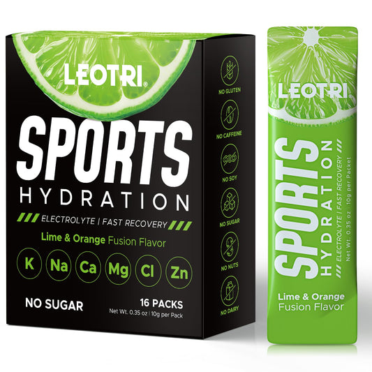 Sugar Free Electrolyte Powder Packets - Sport Hydration Drink Mix Supplement, Keto Friendly with 6 Key Electrolytes, Rich in Vitamin B and C, 1000mg BCAA - No Sugar, 16 Sticks, Lime & Orange Flavor