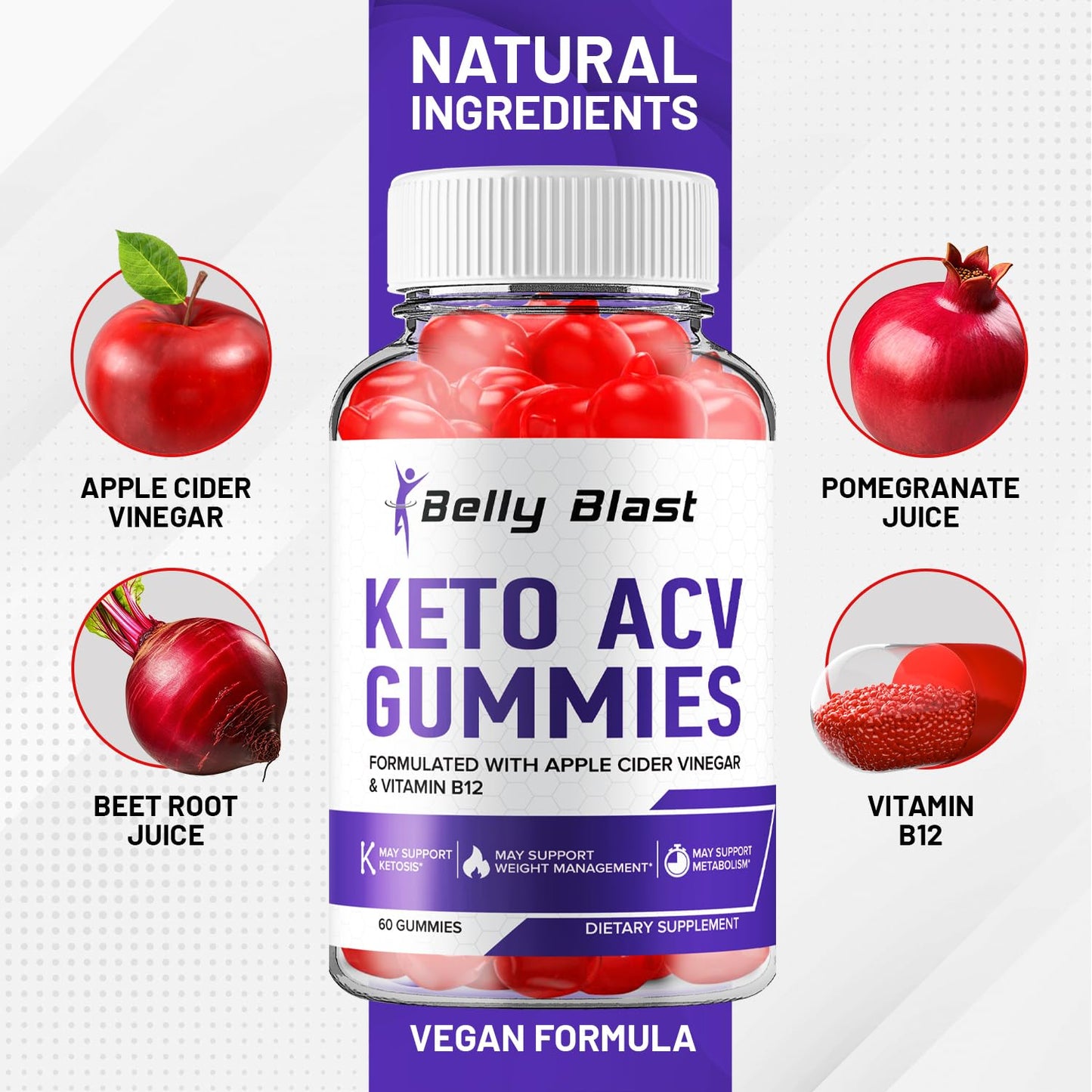 Belly Blast Keto ACV Gummies - Advanced Formula Belly Blast Keto Plus ACV Gummies Apple Cider Vinegar, Weight Management, BellyBlast ACV Dietary Supplement Reviews Men Women (60 Gummies)