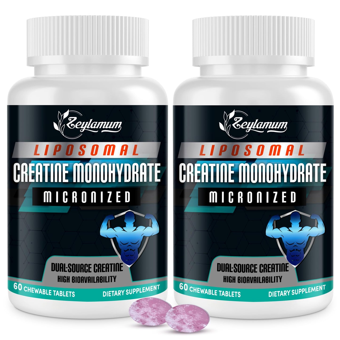 Zeylamum Creatine Chews Tablets for Men & Women, Creatine Monohydrate, 99% Absorption with Liposomal & Micronized, 60 Servings