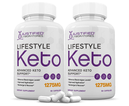 (2 Pack) Lifestyle Keto Pills 1275MG New & Improved Formula Contains Apple Cider Vinegar Extra Virgin Olive Oil Powder Green Tea Leaf 120 Capsules