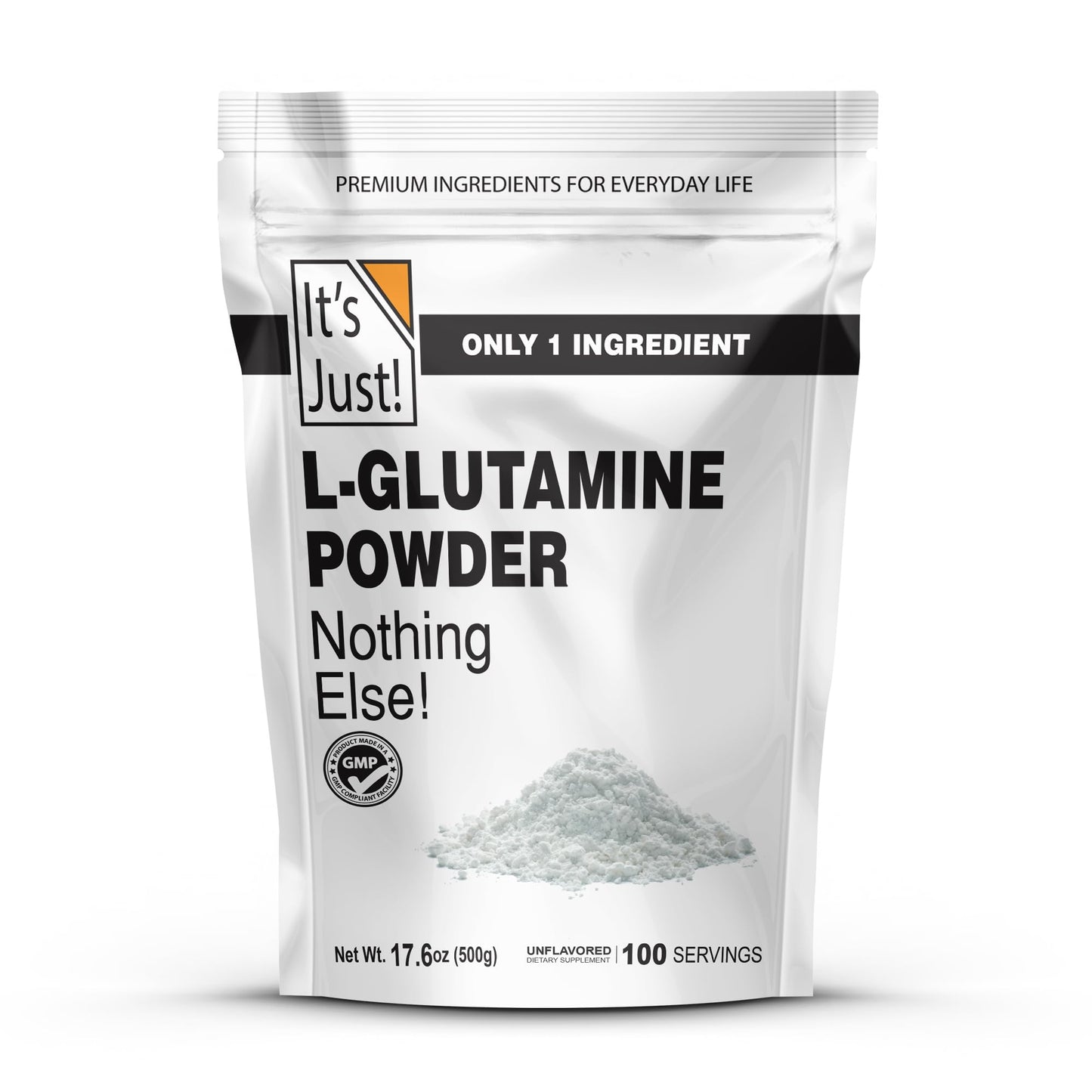 It's Just! - L-Glutamine Powder, Unflavored, Amino Acid, Faster Muscle Recovery, Leaky Gut, Digestive Support (500 Grams / 100 Servings)