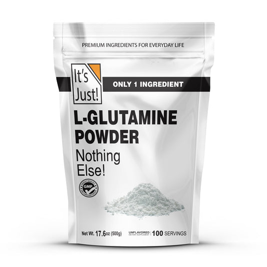 It's Just! - L-Glutamine Powder, Unflavored, Amino Acid, Faster Muscle Recovery, Leaky Gut, Digestive Support (500 Grams / 100 Servings)
