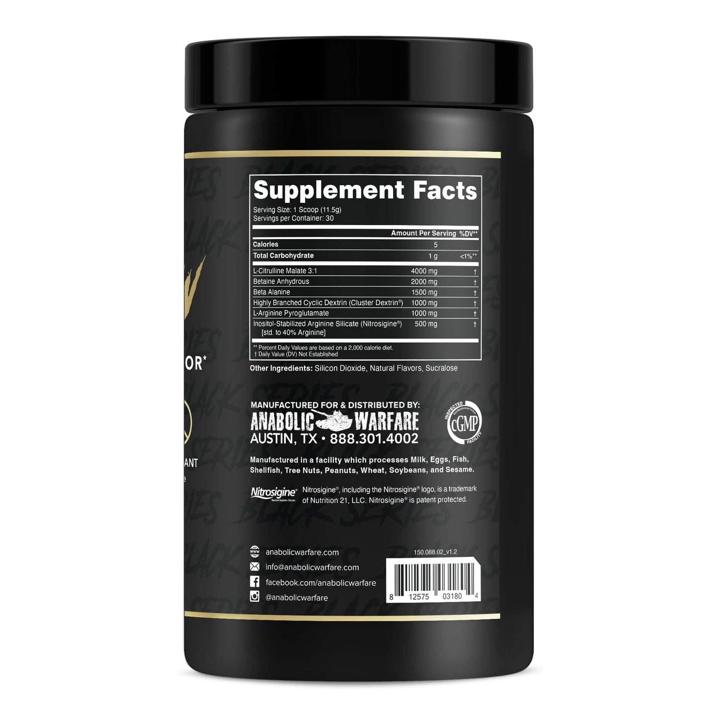 Anabolic Warfare Pump-N-Grow Muscle Pump Supplement Caffeine Free Pre Workout with L-Citrulline, L-Arginine, Beta-Alanine (Au Naturel - 30 Servings)