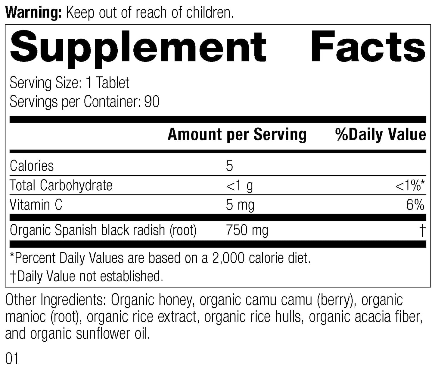 Standard Process Spanish Black Radish - Whole Food Detox, Liver Support, Digestion and Digestive Health, Gallbladder Support with Honey and Vitamin C - Vegetarian, Gluten Free - 90 Tablets