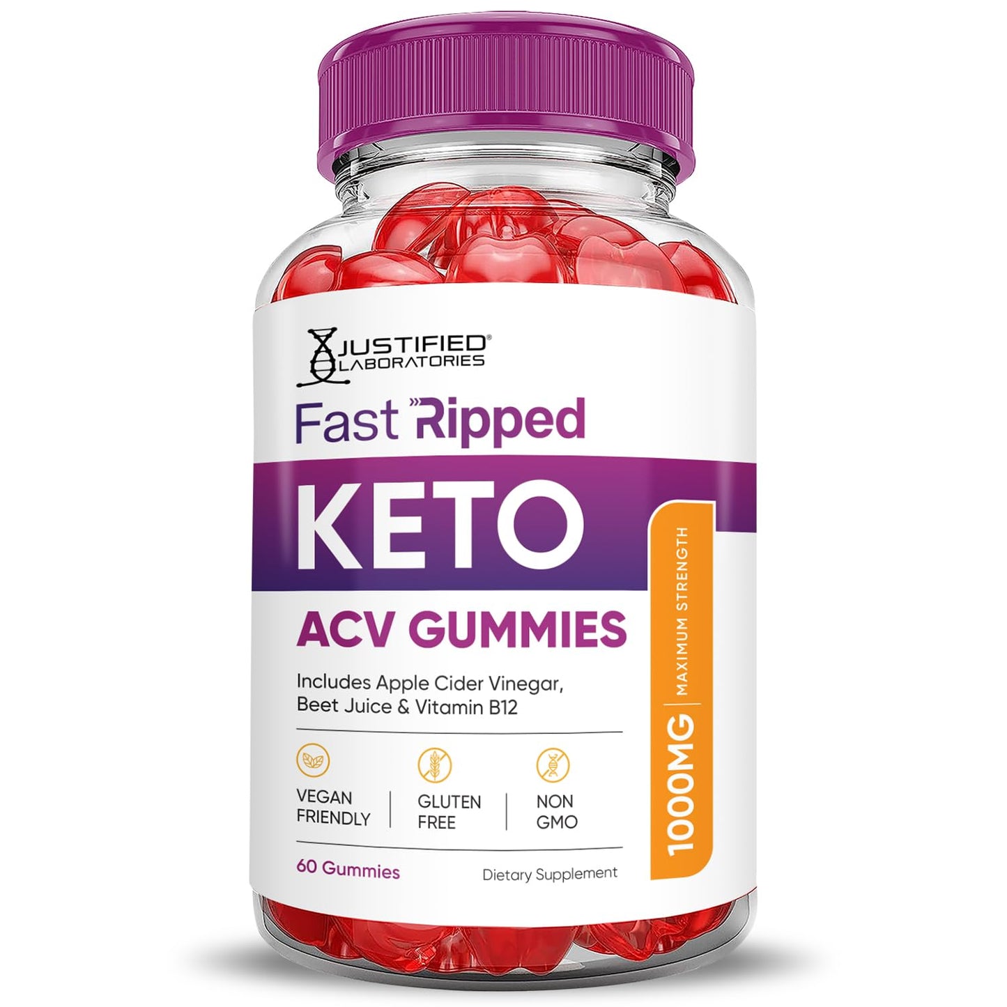 (5 Pack) Fast Ripped Keto ACV Gummies Advanced Formula 1000MG Fast Ripped Keto Gummies Apple Cider Vinegar Formulated with Pomegranate Beet Juice Powder B12 Vegan Non GMO 300 Gummys