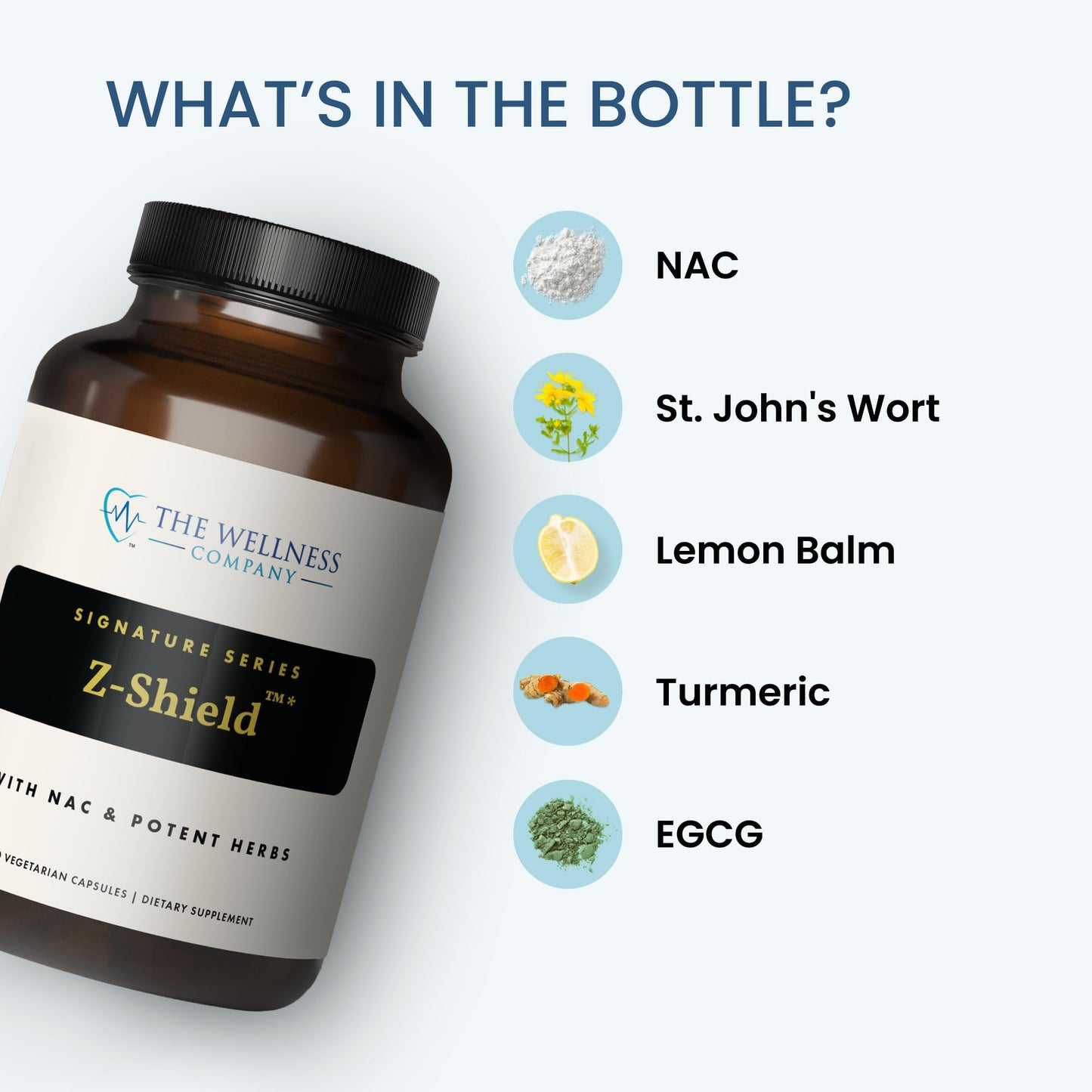 The Wellness Company Z-Shield | 90 Capsules | Detox Support Formula with St. John's Wort, Lemon Balm, Turmeric, NAC, and EGCG | Non-GMO, Gluten-Free | Supports Immune Health and Detoxification