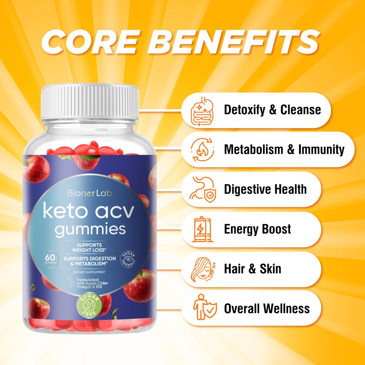 Keto ACV Advanced Weight Loss Gummies - Apple Cider Vinegar Gummy for Belly Fat Burn - Support Metabolism & Digestion Boost - Sugar Free ACV-Keto with B12 B6 to Lose Weight & Ketogenic Diet Management