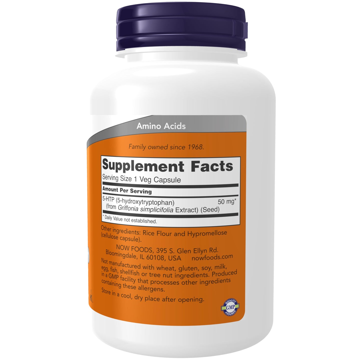 NOW Foods Supplements, 5-HTP (5-hydroxytryptophan) 50 mg, Neurotransmitter Support*, 180 Veg Capsules