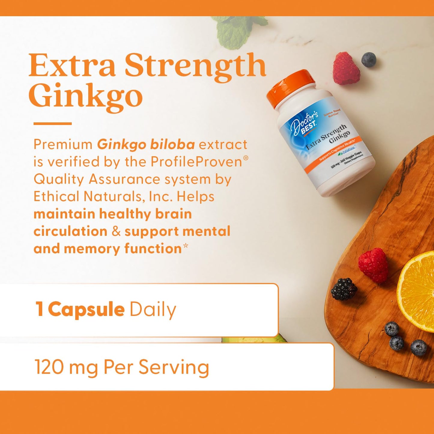 Doctor's Best Extra Strength Ginkgo, Non-GMO, Vegan, Gluten Free, Soy Free, Promotes Mental Function and Memory, 120 mg, 360 Count (Pack of 1)