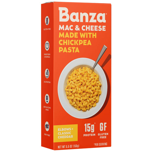 Banza Elbows  Classic Cheddar Mac and Cheese  High Protein Gluten Free and Lower Carb Protein Mac and Cheese  55oz