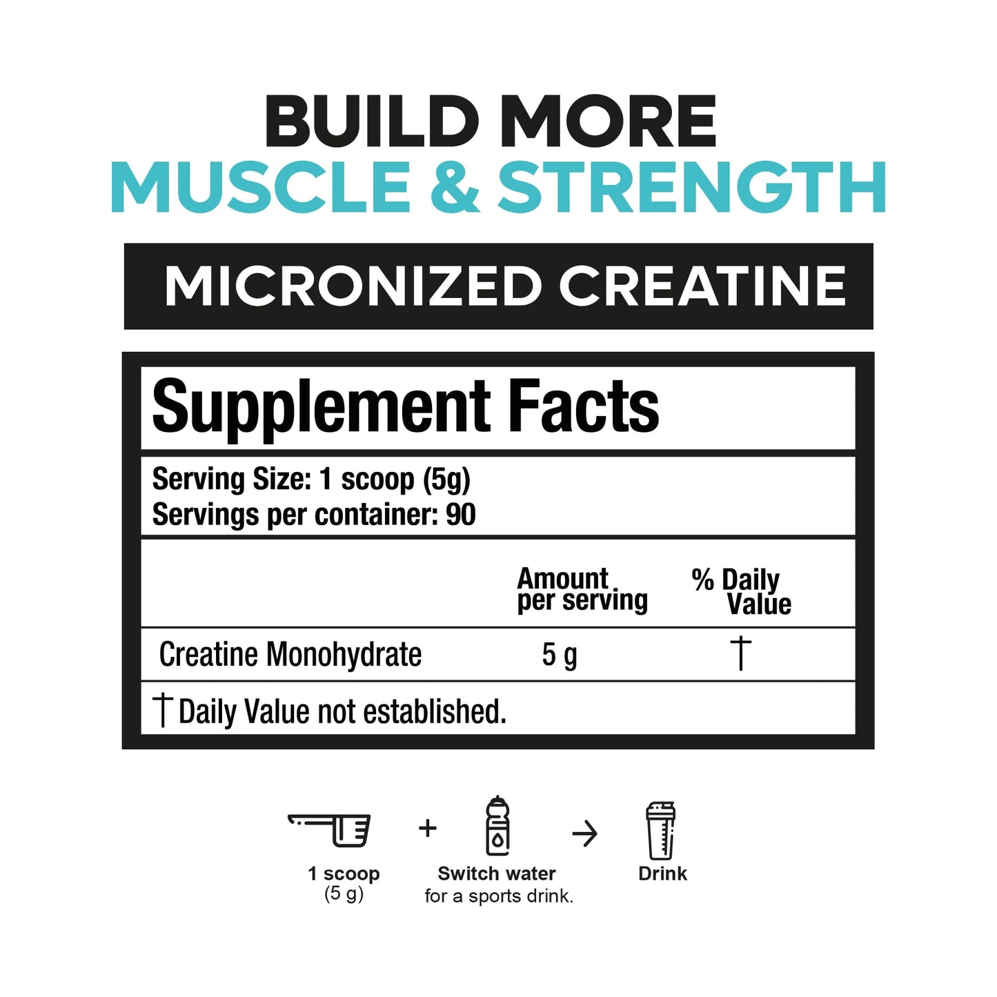 Valara Creatine Monohydrate Micronized Powder 450g, 90 Servings, 5000mg Per Serv (5g) Unflavored, Vegan and Keto Friendly