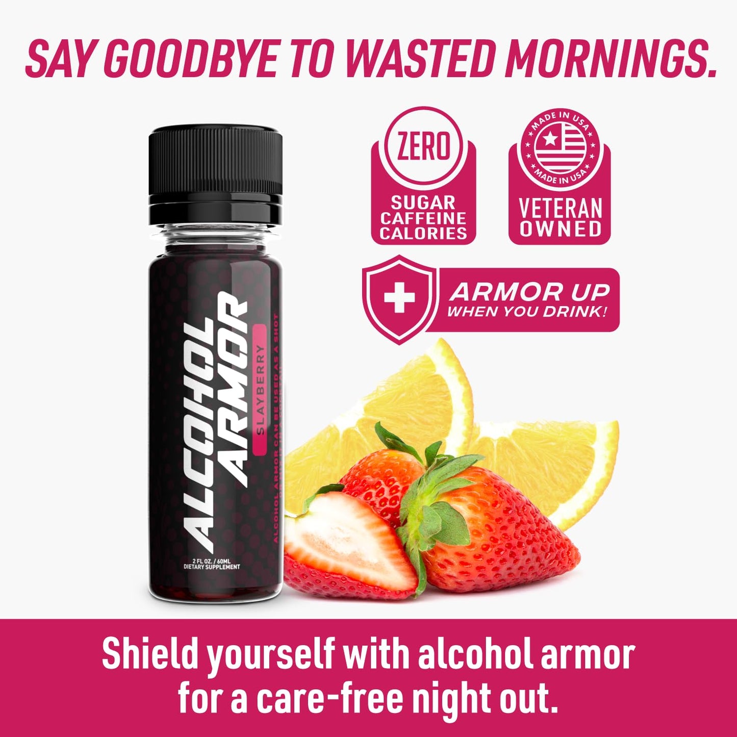 Alcohol Armor Slay Berry Elixir - Hydration Support, Essential Vitamins and Electrolytes, Vitamin B12, Milk Thistle - 6 Pack
