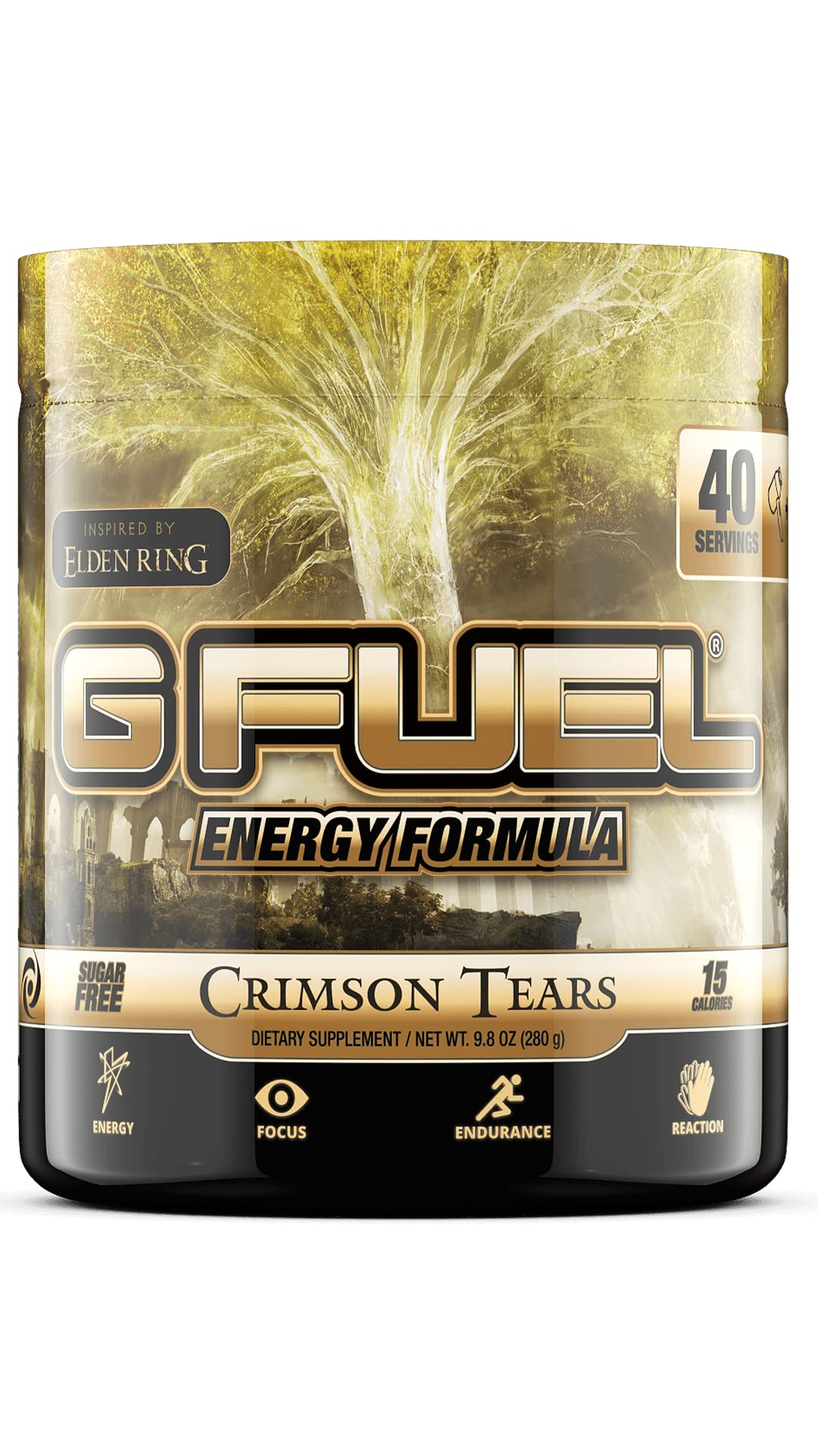 G Fuel Elden Ring Crimson Tears Energy Drink Powder, Pre Workout Caffeine Mix for Gaming, Sugar Free Focus Amino, Vitamin + Antioxidants, 9.9oz (Prickly Pear, 40 Servings)