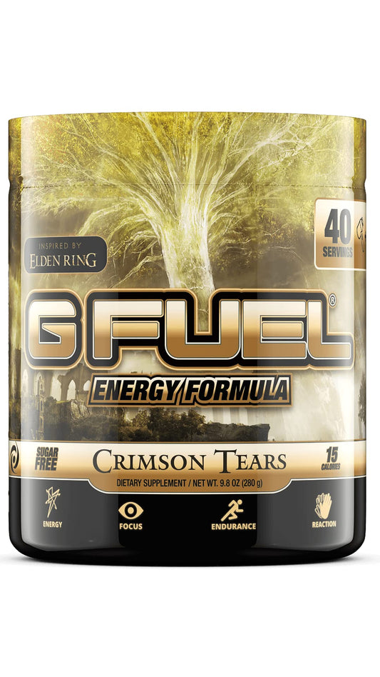 G Fuel Elden Ring Crimson Tears Energy Drink Powder, Pre Workout Caffeine Mix for Gaming, Sugar Free Focus Amino, Vitamin + Antioxidants, 9.9oz (Prickly Pear, 40 Servings)