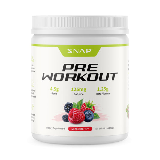Snap Supplements Pre Workout Beet Root Powder, Nitric Oxide Supplement Preworkout for Men and Women with Organic Beets and B Vitamins, Energy and Heart Health Support, 30 Servings, Mixed Berry