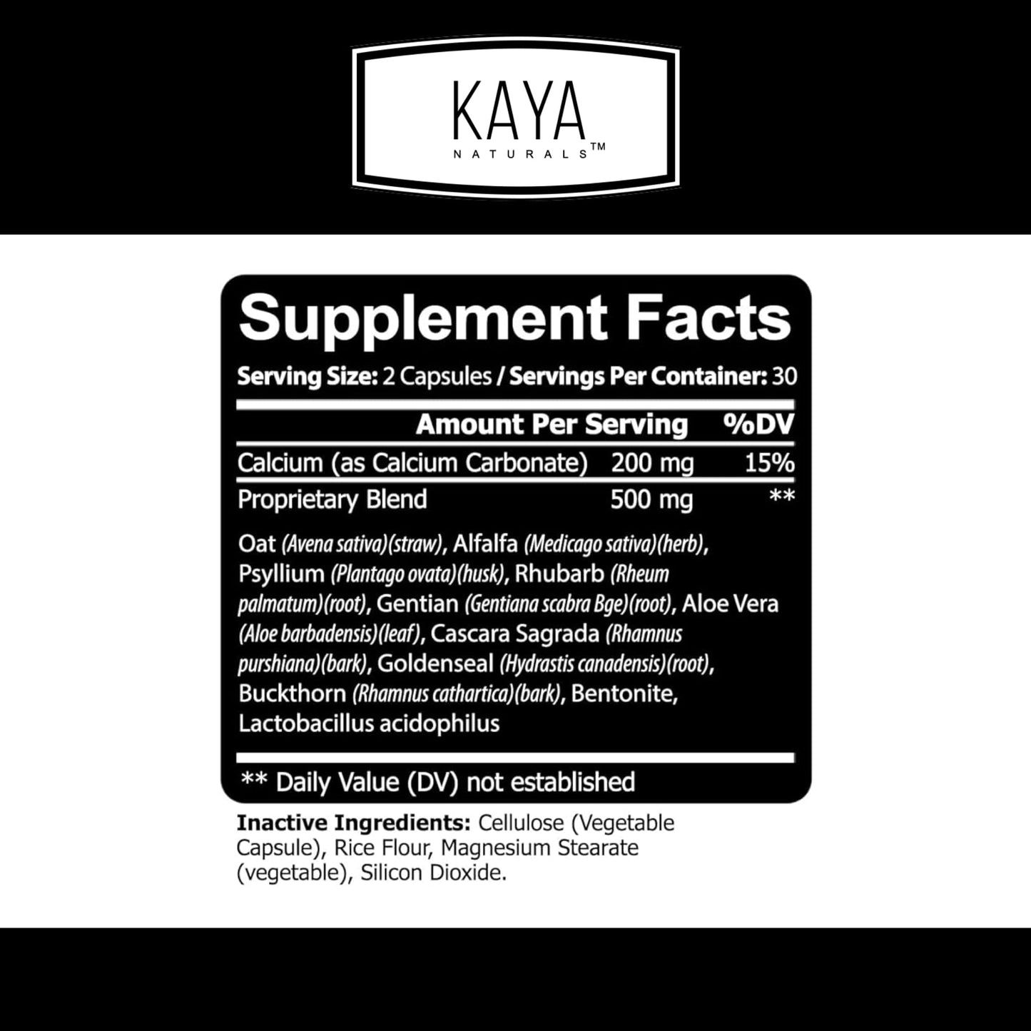 Kaya Naturals Colon Sweep | Colon Cleanser 30-Day Fast-Acting with Herbs & Probiotics, Supports Healthy Bowel Movements, Cleansing Formula with Fiber, Non-GMO - 60 Capsules