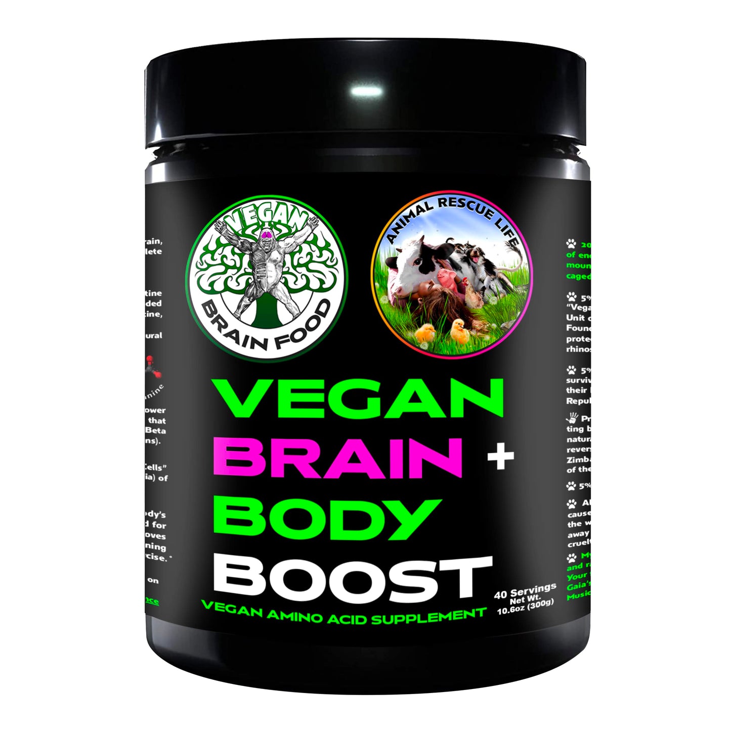 Vegan Brain & Body Boost: The Cherry On Top of A Plant-Based Lifestyle | Working Intelligence | Anti-Aging | Physical Fitness | Vegan Amino Acids - Creatine, Taurine & Beta Alanine | 40 Servings/300g
