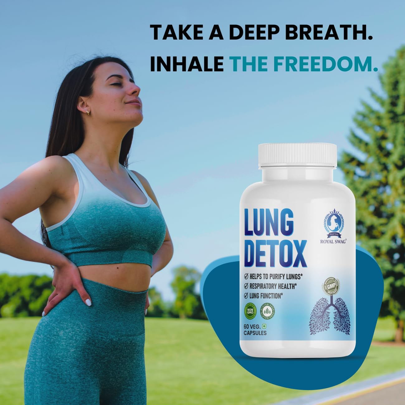 ROYAL SWAG Lung Cleanse and Detox Capsule- Natural Respiratory Support Supplement for Smokers & Non-Smokers Support Lung Health and Detoxification 60 Capsule
