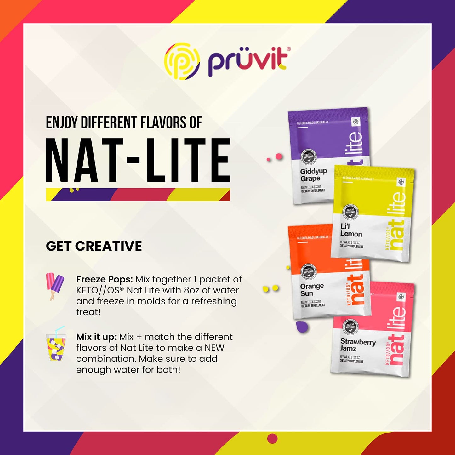 Pruvit Keto//OS® NAT Lite Supplement for Improving Brain Function, Digestion and Boosting Metabolism 5.9 OZ - 20 Count