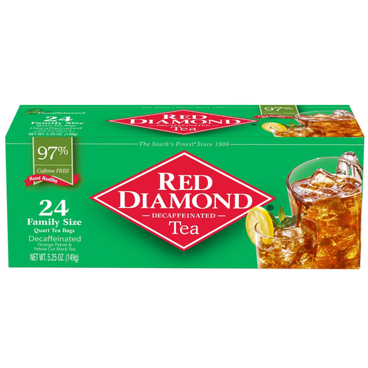Red Diamond Iced Tea Bags Decaffeinated Family Size Tea Bags Delicious And Freshly Brewed Taste Special Premium Blend 24 Count Pack of 6