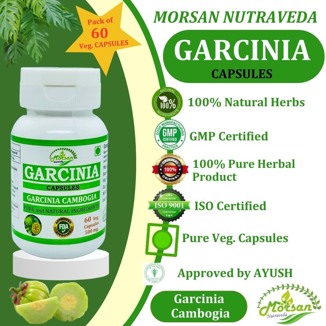 Natural and Pure Herbal Garcinia CAMBOGIA (Garcinia) Extract Capsules | Highest Potency, 100% Herbal Product | Pack of 60 X 500 mg. Veg. Capsules (Pack of 1 Jar)