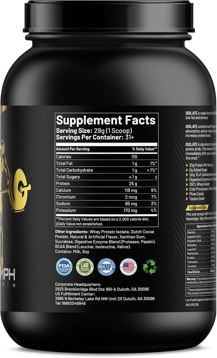 TRIUMPH VITAMIN 2lb 100% Whey Isolate Chocolate - 31 serv.