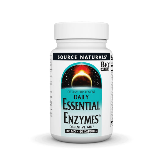 Source Naturals Essential Enzymes 500mg Bio-Aligned Multiple Enzyme Supplement Herbal Defense for Digestion, Gas, Constipation & Bloating Relief - Supports A Strong Immune System - 60 Capsules
