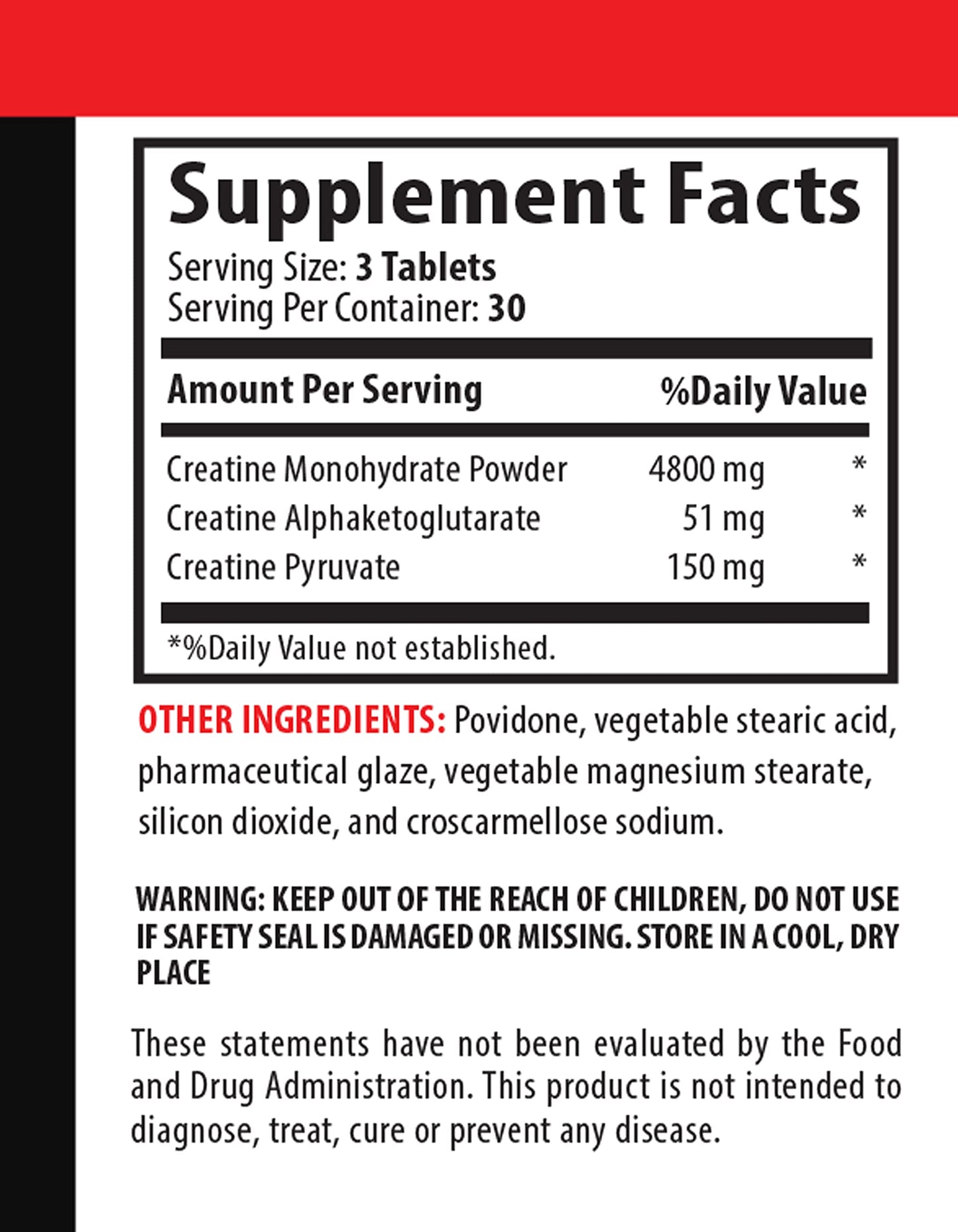 VIP VITAMINS Muscle gain Supplements for Men - CREATINE TRI-Phase 5000 - creatine hcl - 1 Bottle (90 Tablets)