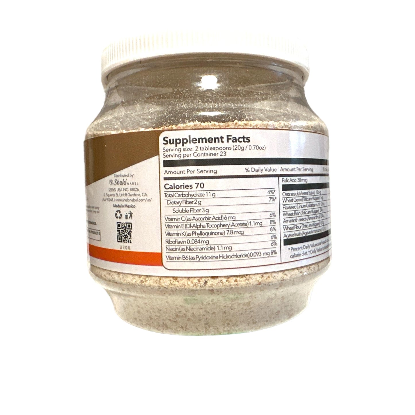 Generic Cereal Fiber Powder with Vanilla Flavor Micronutrients Vitamins Minerals & Herbs Shelo Nabel 16.22 oz, White