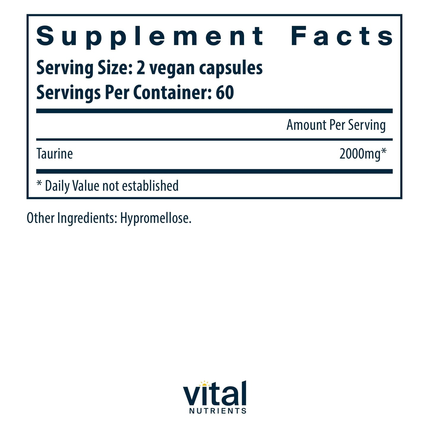 Vital Nutrients Taurine 1000mg | Vegan Amino Acid Detox Supplement | Taurine Supplement to Support Heart, Nerve, and Liver Health* | Gluten, Dairy, Soy Free | Non-GMO | 120 Capsules