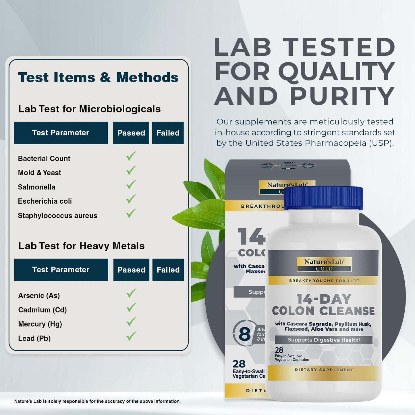 Nature's Lab Gold 14 Day Colon Cleanse* - Blend of Probiotics, Fiber, Flavonoids, Plant Extracts - 28 Ct (14 Day Supply)